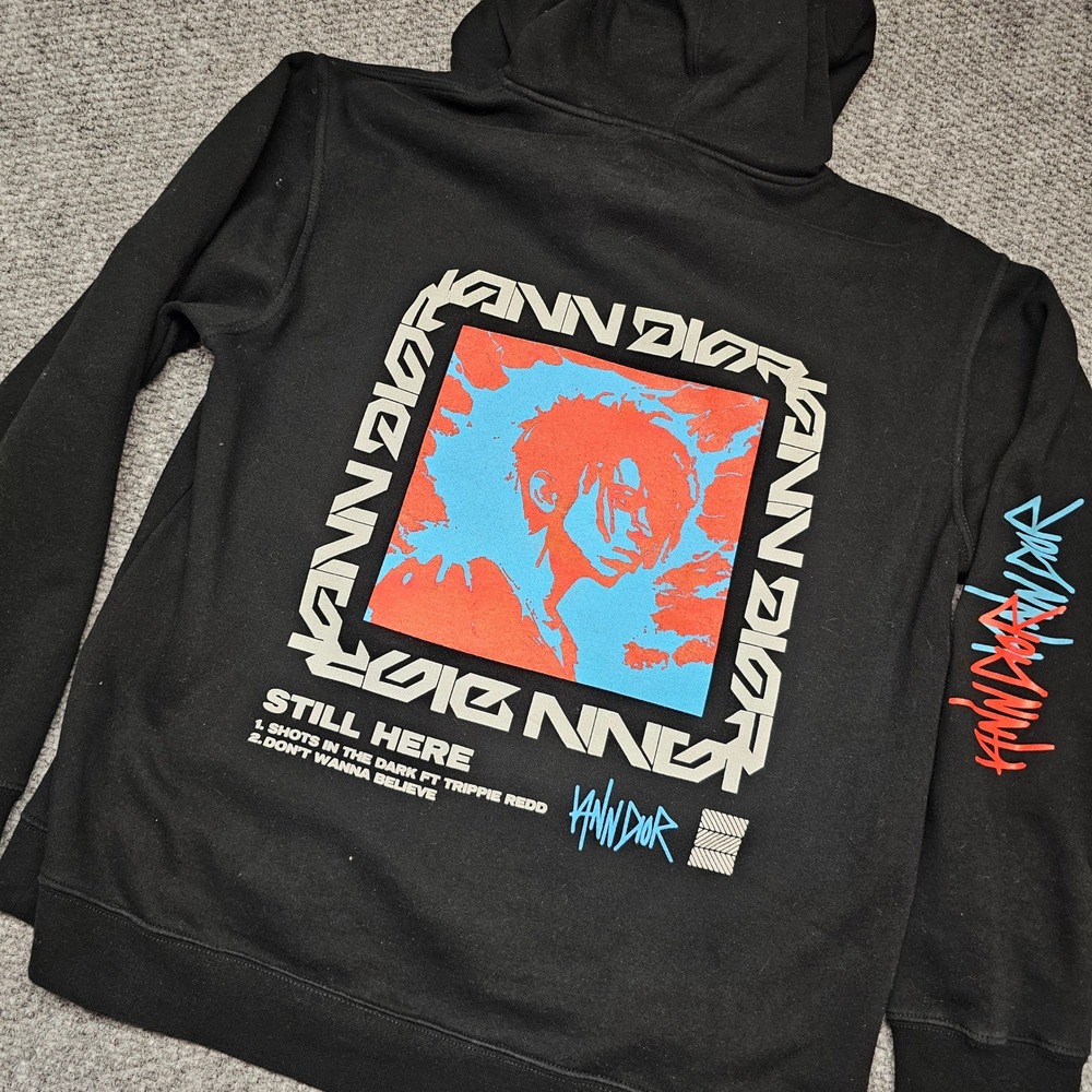 Kann Dior‎ Black Graphic Hoodie Still Here Trippe Redd XL
